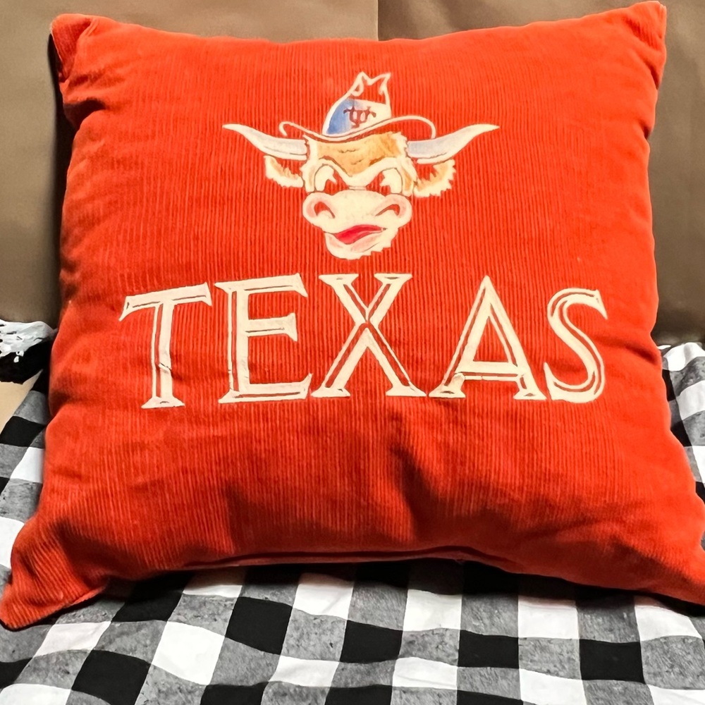 University of Texas Austin Longhorns Orange Corduroy ‘69 Vintage Souvenir Pillow
